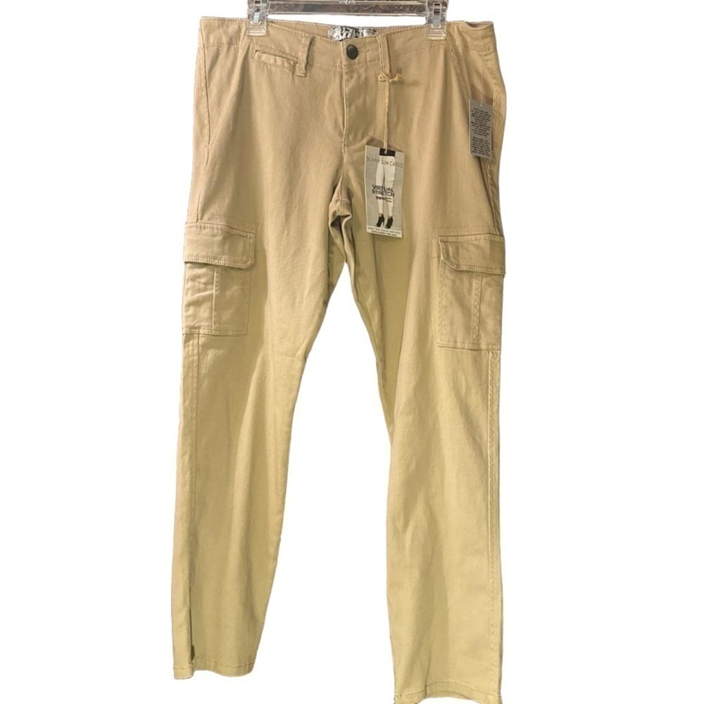 NWT 17/21 Exclusive Denim Skinny Slim Cargo Virtual Stretch Khaki Pants Sz 14
